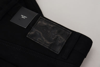 Black Cotton Zipper Design Casual Jeans