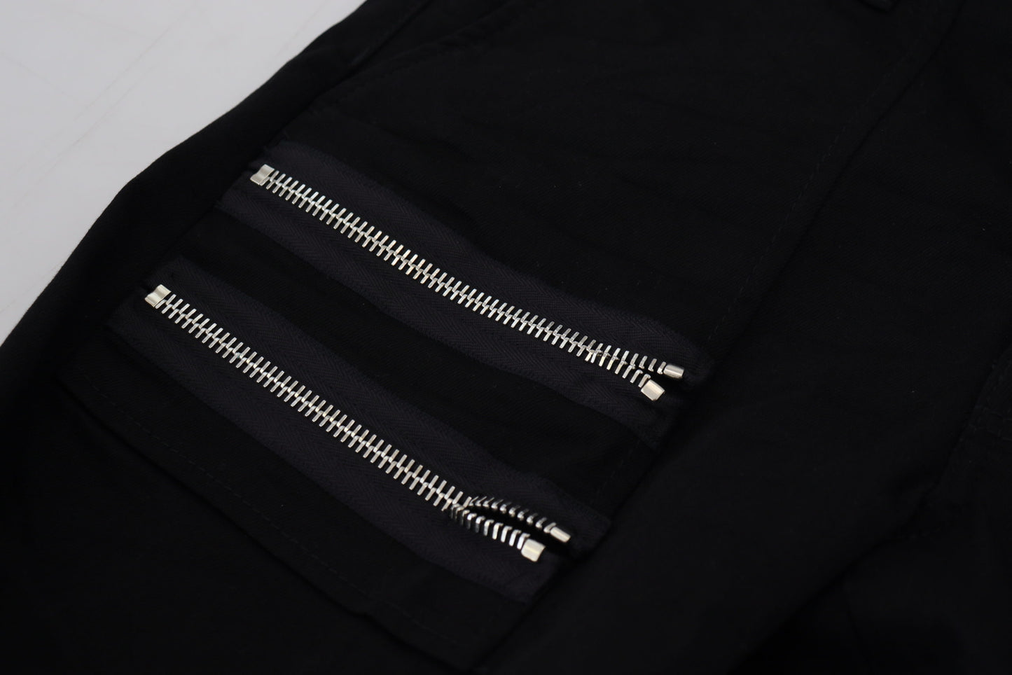 Black Cotton Zipper Design Casual Jeans