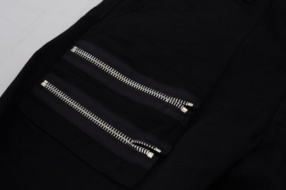 Black Cotton Zipper Design Casual Jeans