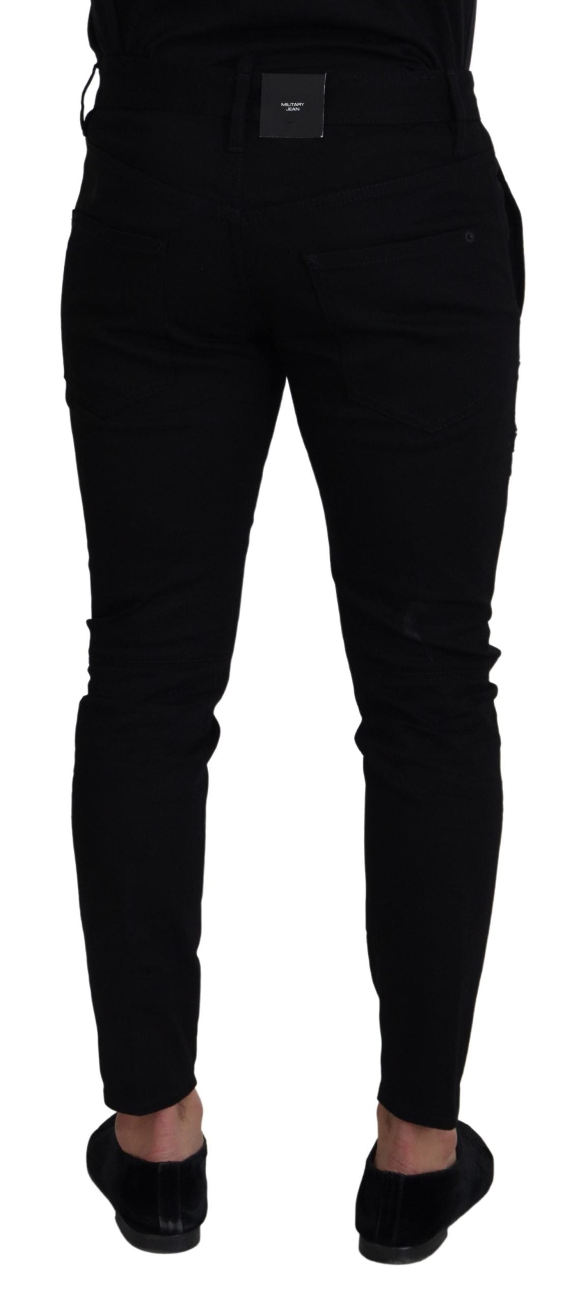 Black Cotton Zipper Design Casual Jeans