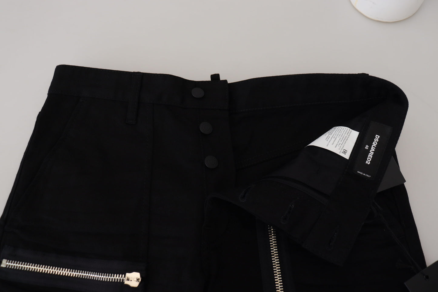 Black Cotton Zipper Design Casual Jeans