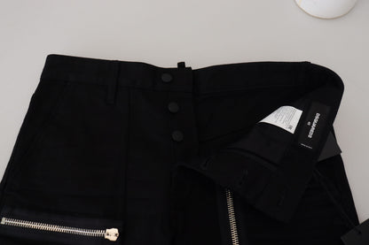 Black Cotton Zipper Design Casual Jeans