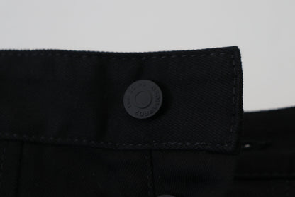 Black Cotton Zipper Design Casual Jeans