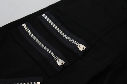 Black Cotton Zipper Design Casual Jeans