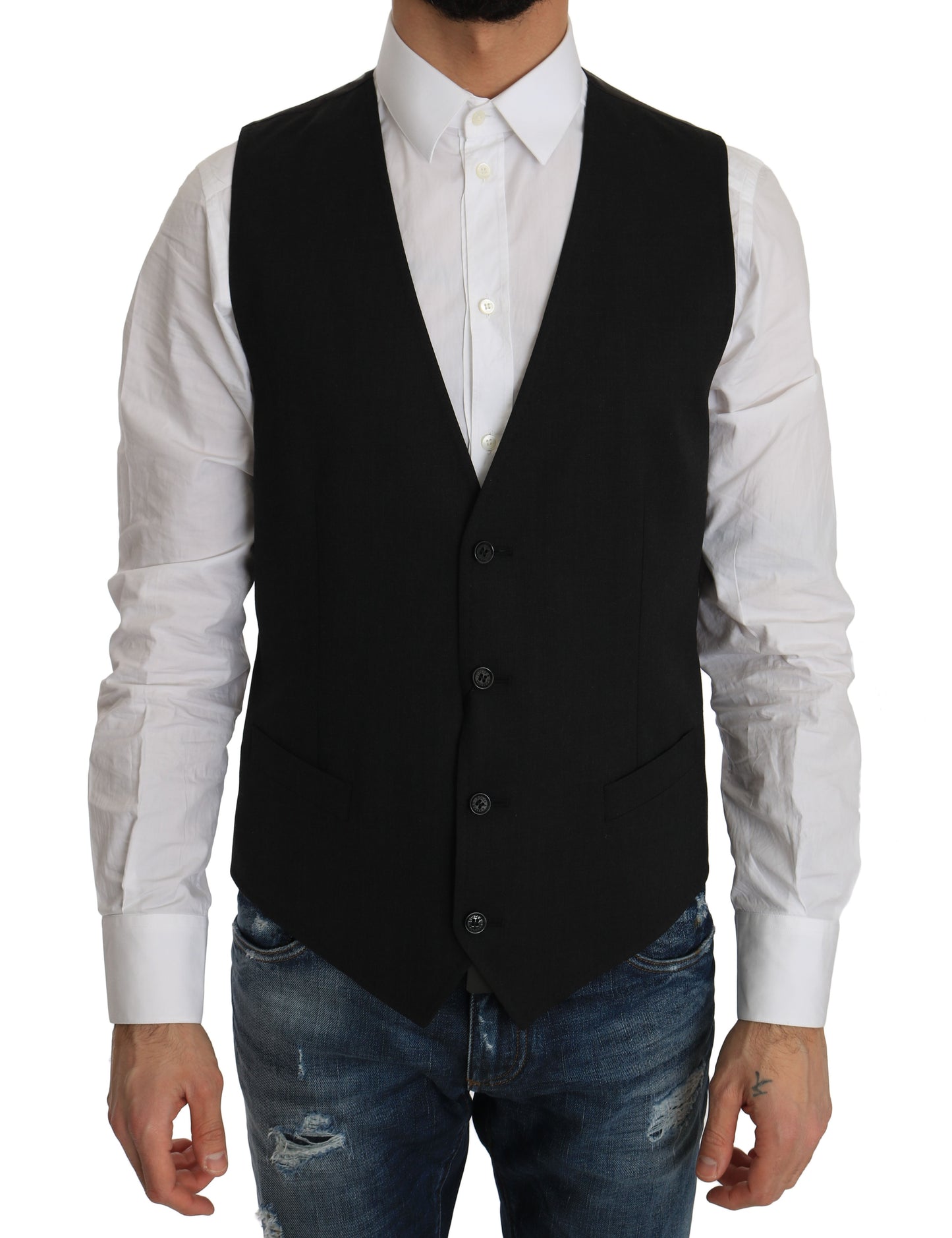 Gray Wool Dress Stretch Vest