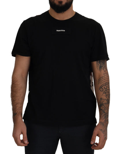 Black Cotton Camouflage Print Back T-shirt