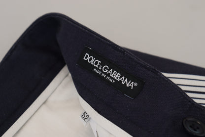 White Blue Cotton Striped Pants