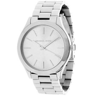 (MK3178) Slim Runway Mono Silver-Toned Stainless Steel Silver Dial Watch