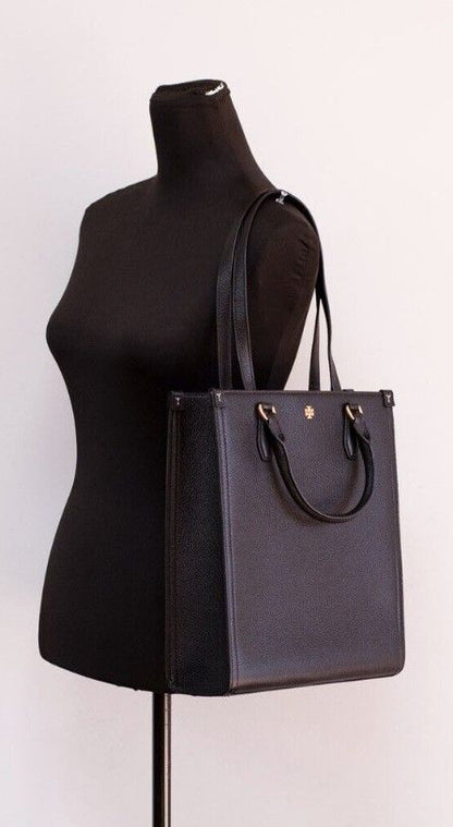 Blake Black Medium Pebbled Leather Shopping Tote Bag Handbag