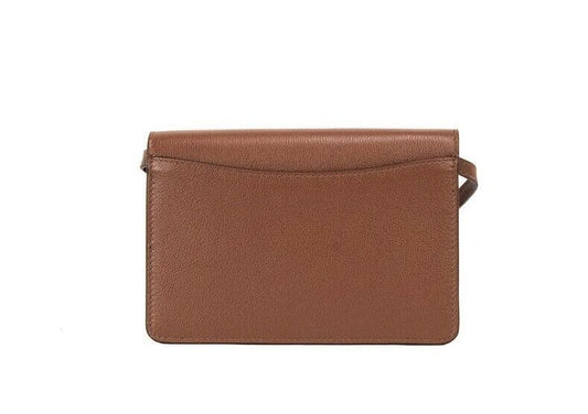 Burberry Porter Tan Grained Leather Embossed Continental Clutch Flap Wallet  