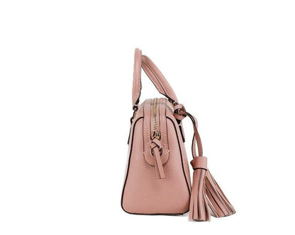 Thea Mini Pink Moon Pebbled Leather Web Satchel Crossbody Bag