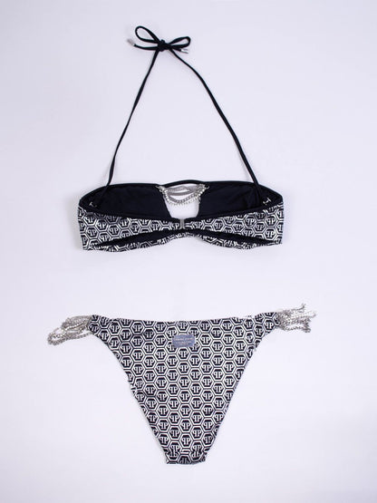 Bandeau Bikini in Grey with Lurex Effect