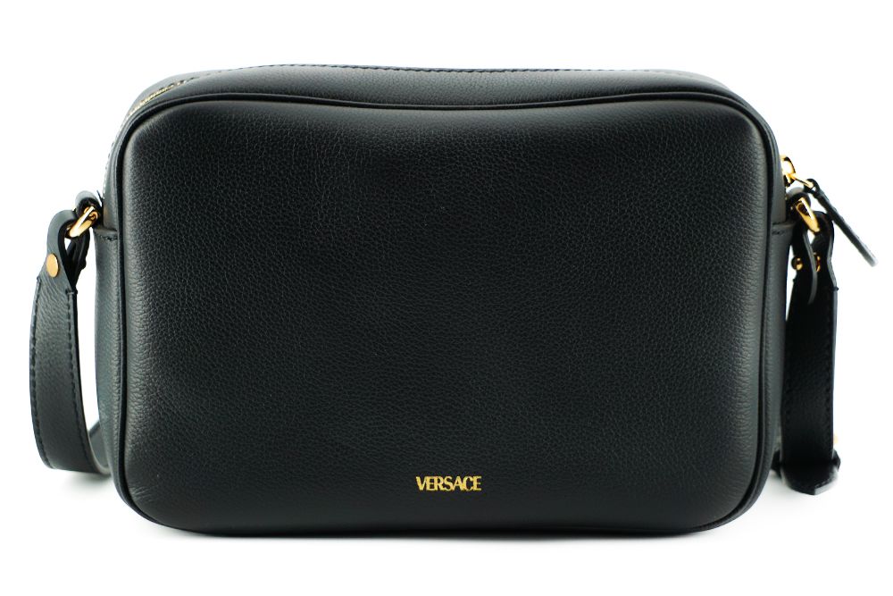 Black Calf Leather Camera Shoulder Bag