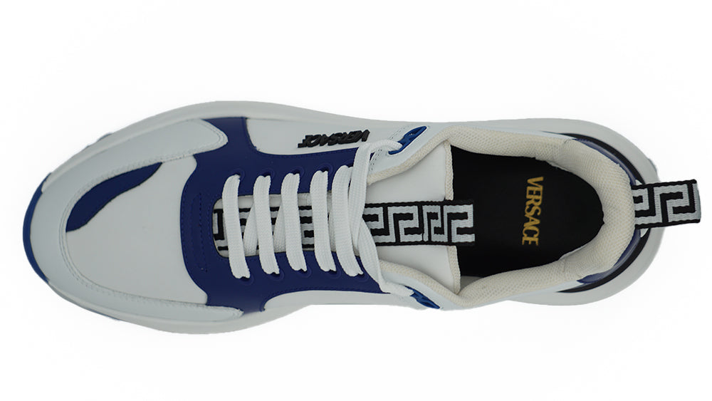 Blue and White Calf Leather Sneakers