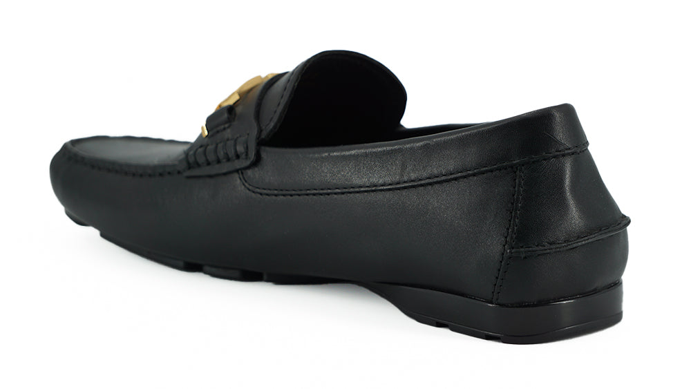 Black Calf Leather Loafers Shoes