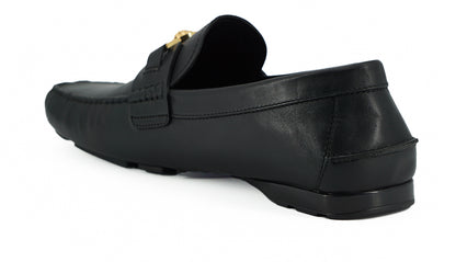 Black Calf Leather Loafers Shoes