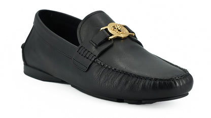 Black Calf Leather Loafers Shoes