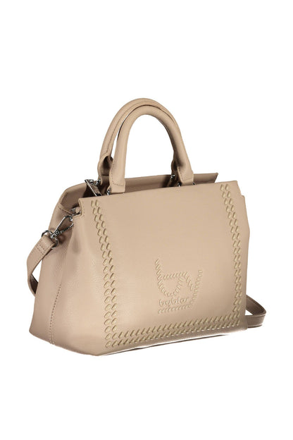 Beige Polyurethane Handbag