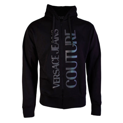 Black Cotton Zipped Sweatshirt