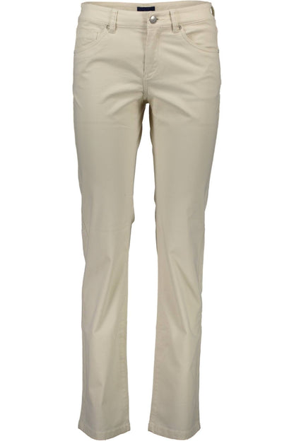 Beige Cotton Jeans & Pant