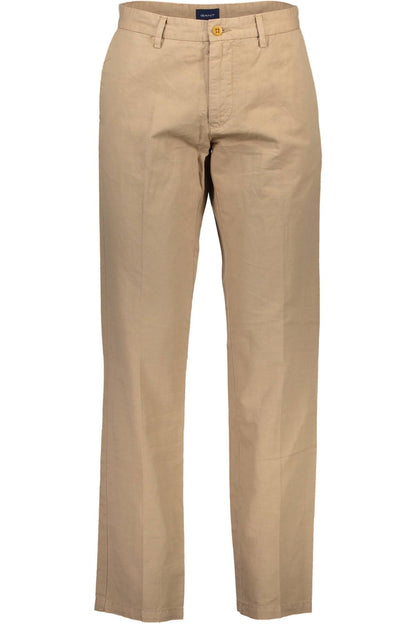 Beige Cotton Jeans & Pant