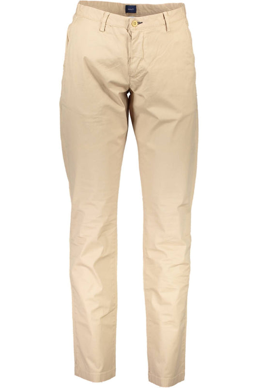 Beige Cotton Jeans & Pant