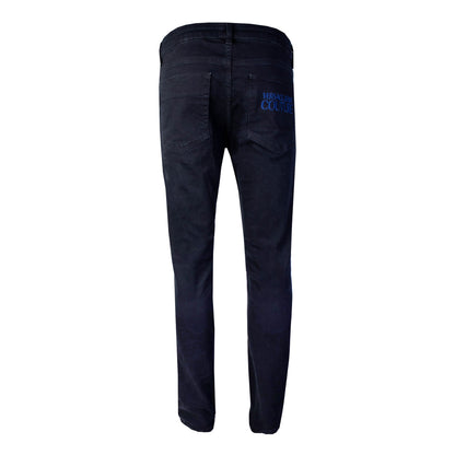 Black Cotton Denim Skinny Jeans Pants