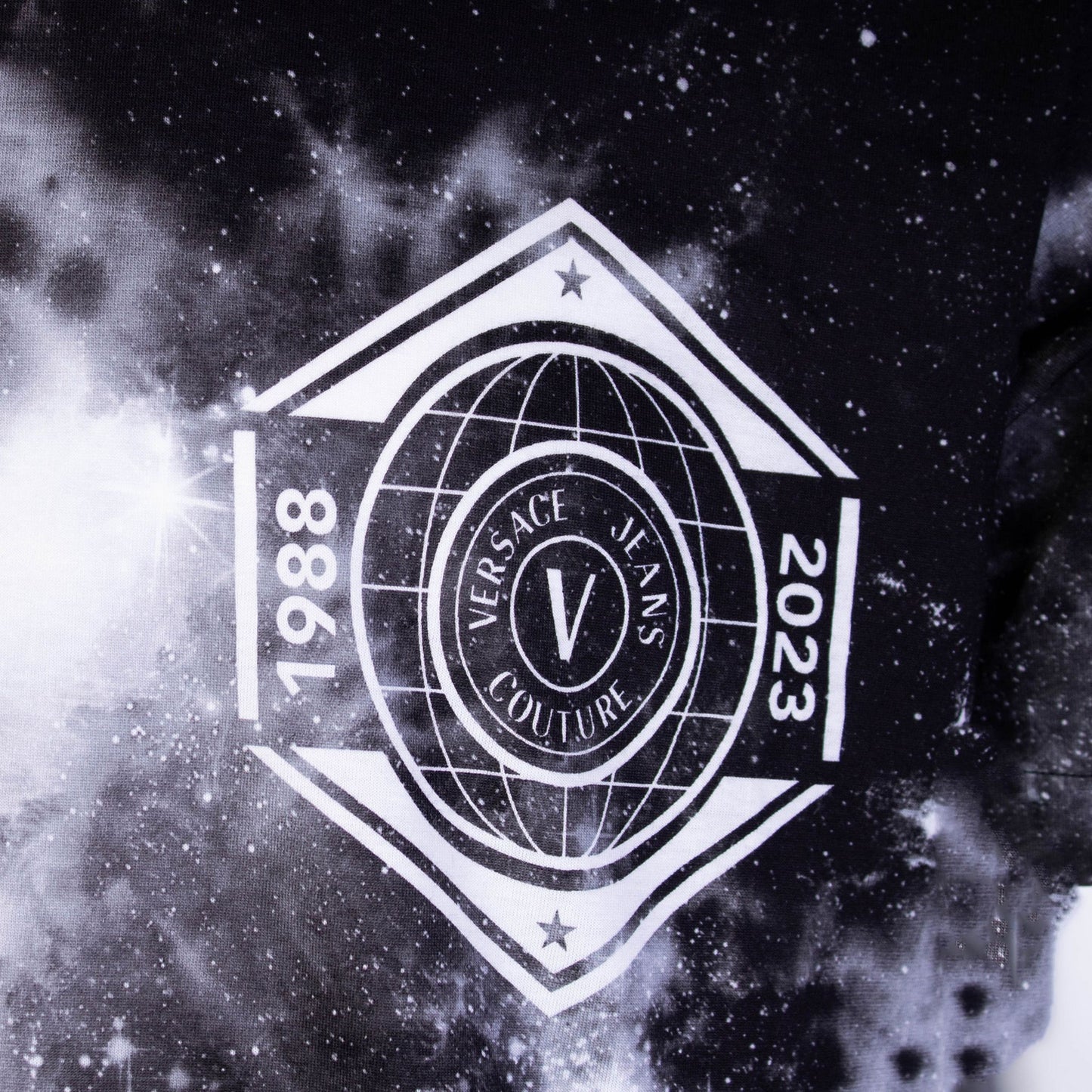 Black Cotton 'Space' Printed T-Shirt