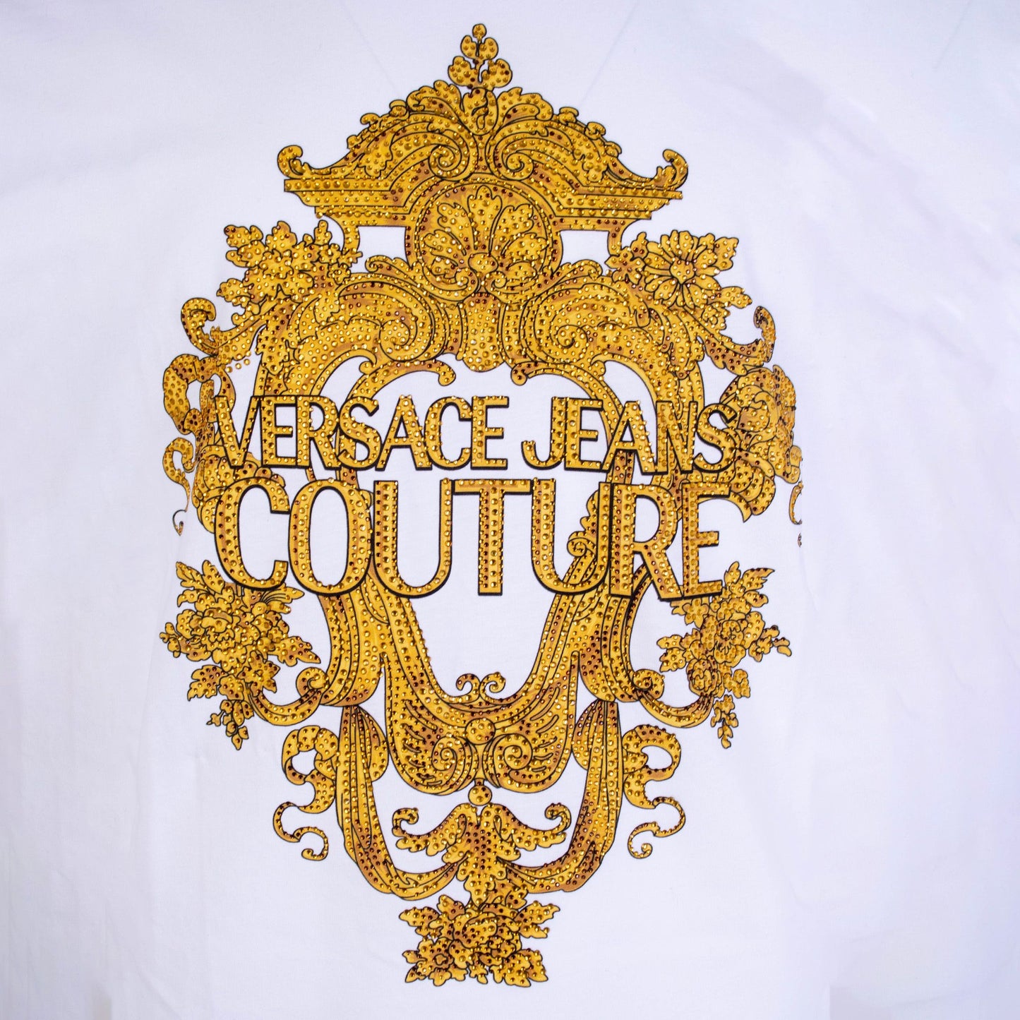 White Cotton Baroque Crystal T-Shirt
