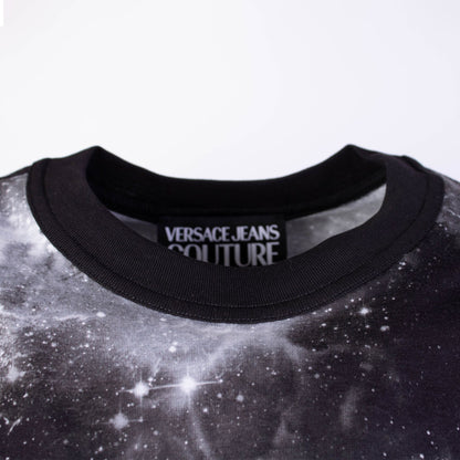 Black Cotton 'Space' Printed T-Shirt