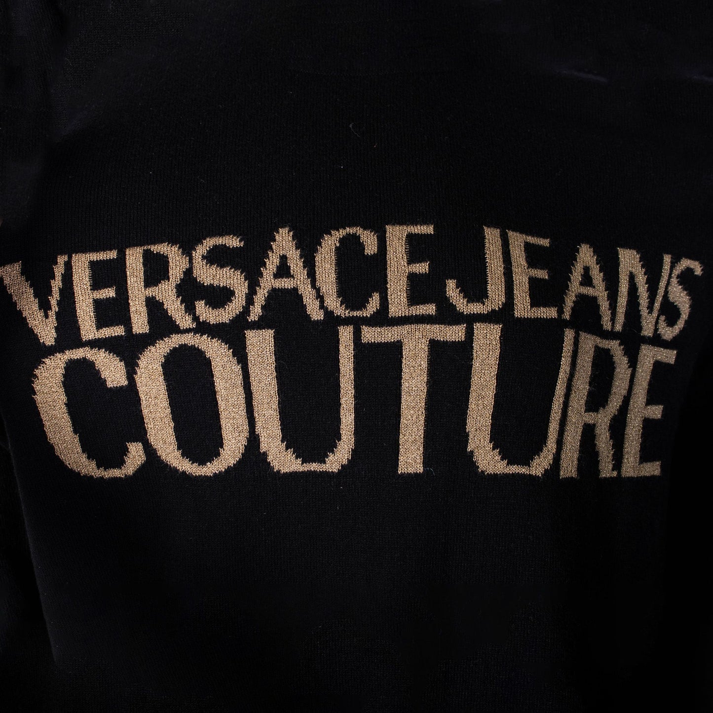 Black Cotton Jumper with Gold Logo