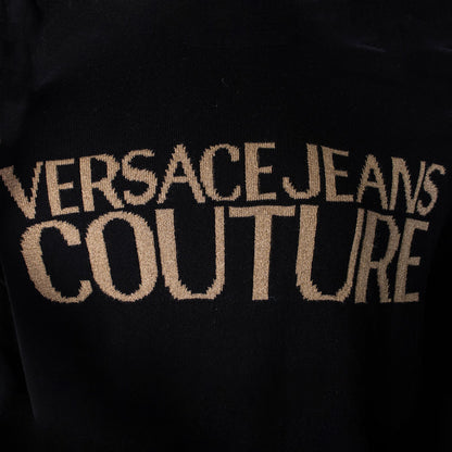 Black Cotton Jumper with Gold Logo