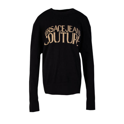 Black Cotton Jumper with Gold Logo