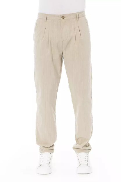 Beige Cotton Jeans & Pant
