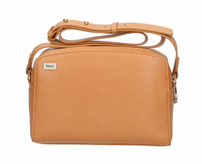 Beige Polyurethane Crossbody Bag