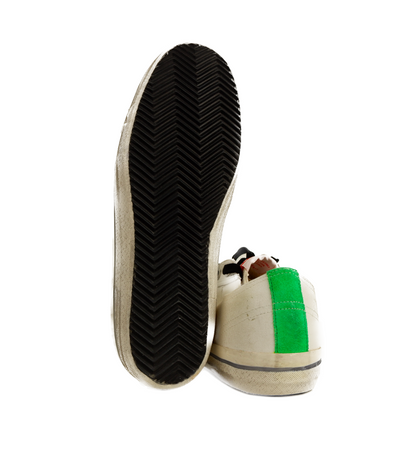 White Fabric and Leather Sneaker