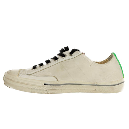 White Fabric and Leather Sneaker