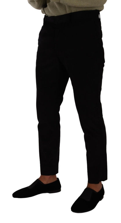 Black Cotton Corduroy Skinny Trouser Pants