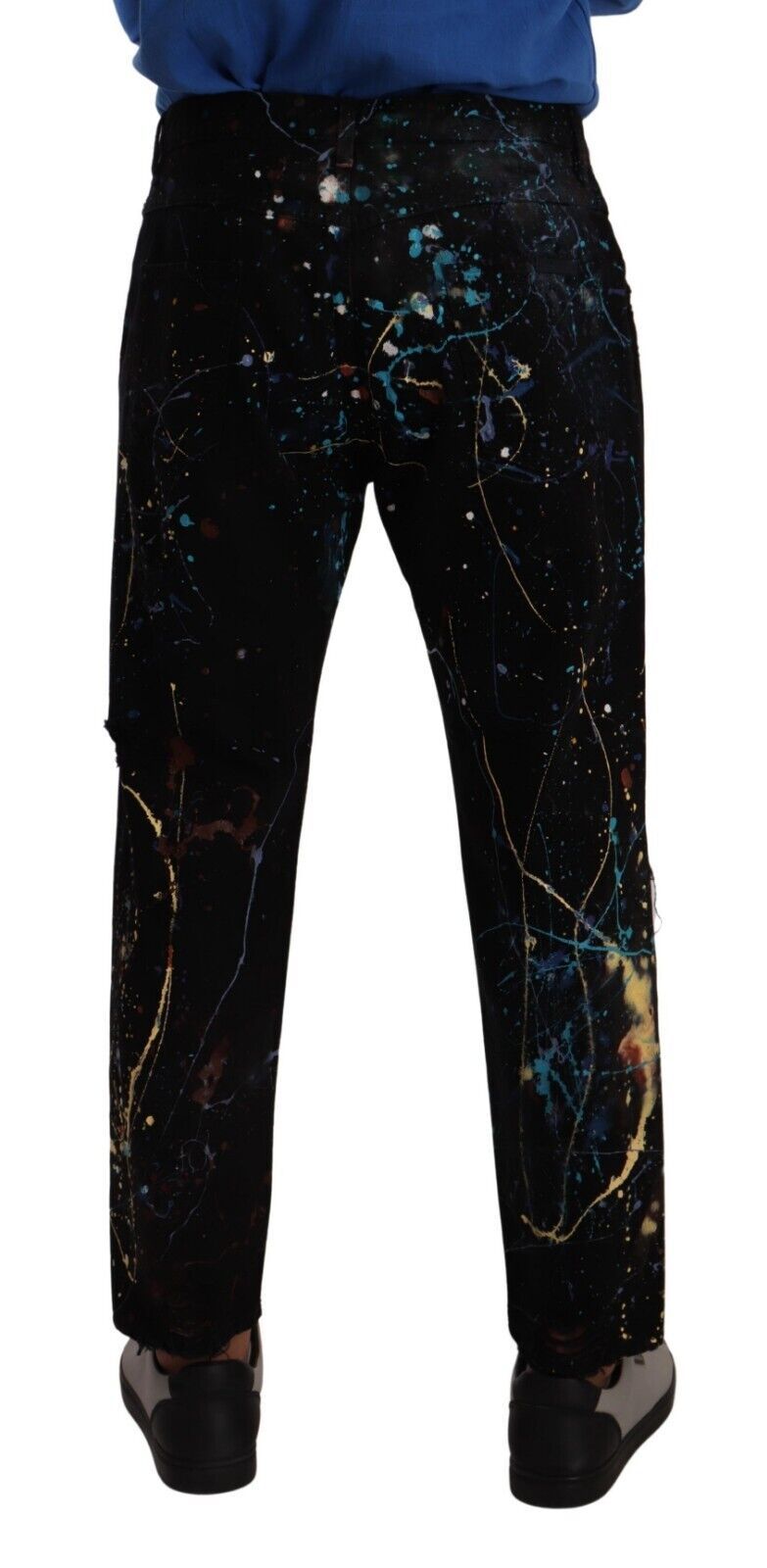 Black Color Splash Cotton Denim Jeans