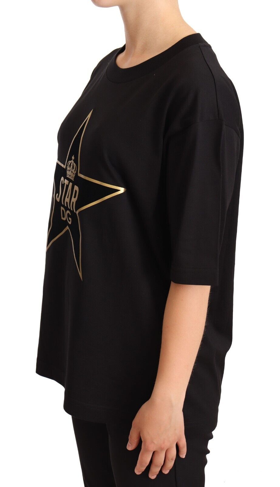 Black Crewneck D&G Logo Print T-shirt