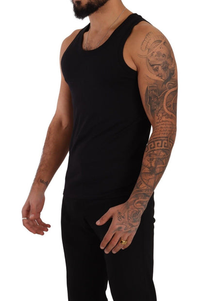 Black Cotton Sleeveless Tank T-shirt Underwear