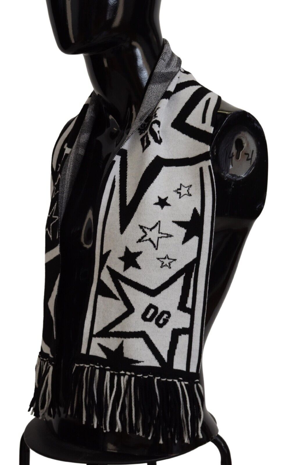 White Black DG Star Neck Wrap Shawl Scarf