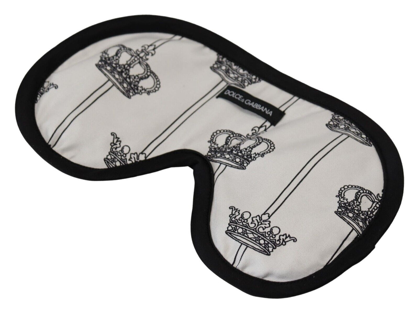 White Cotton Crown Print Elastic Strap One Size Eye Mask