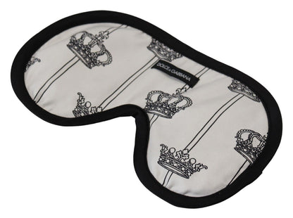 White Cotton Crown Print Elastic Strap One Size Eye Mask