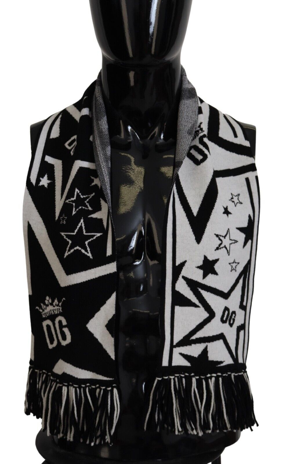White Black DG Star Neck Wrap Shawl Scarf