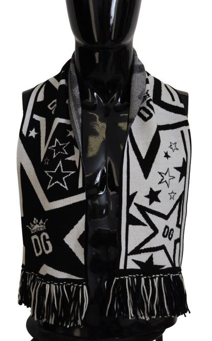 White Black DG Star Neck Wrap Shawl Scarf
