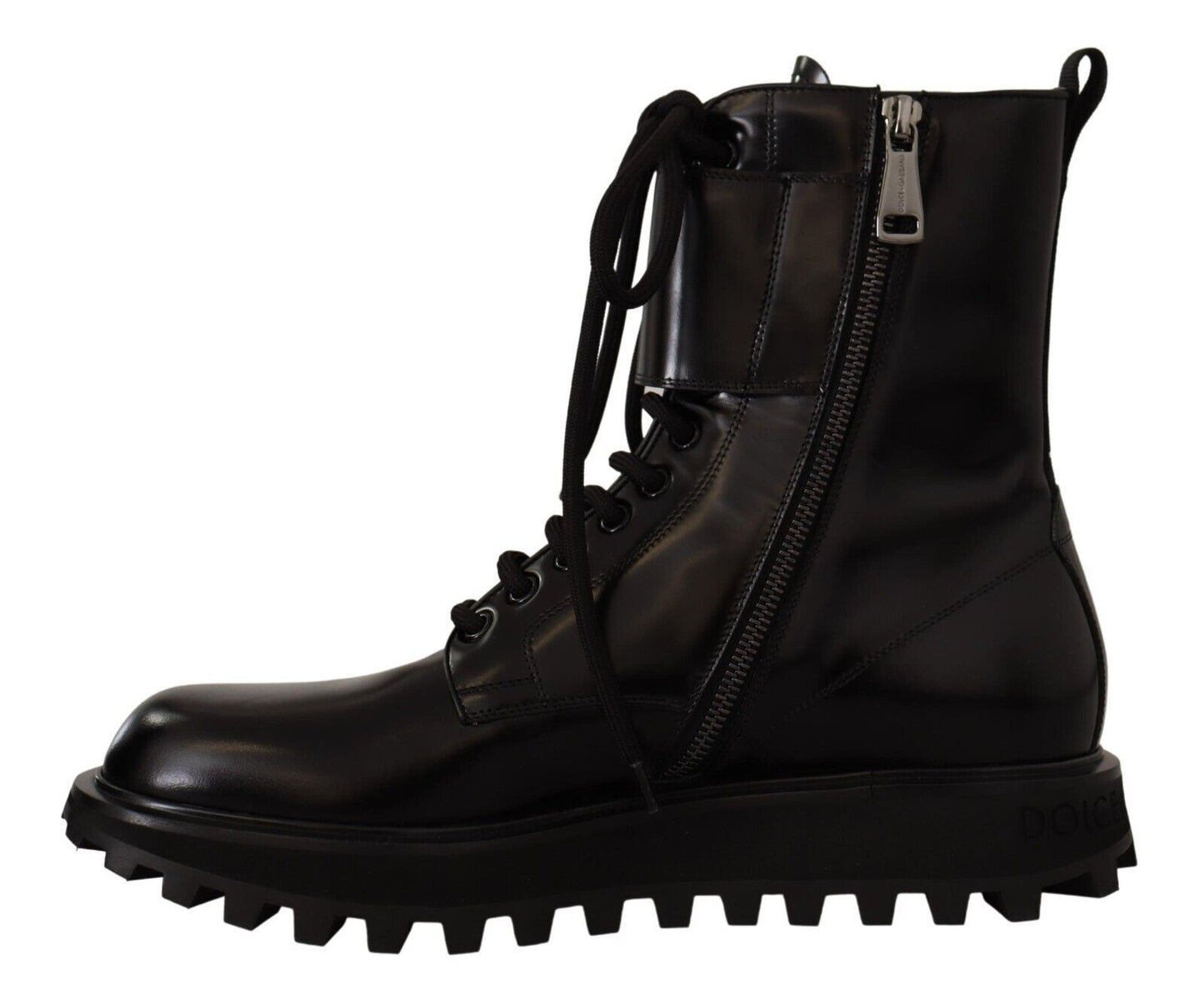Black Leather Combat Lace Up Mens Boots Shoes