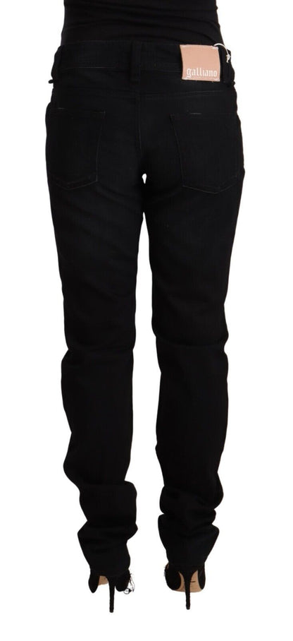 Black Cotton Low Waist Skinny Slim Fit Denim Pants