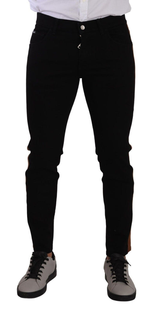 Black Cotton Stretch Skinny Denim Jeans