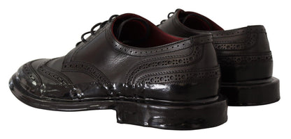 Black Leather Oxford Wingtip Formal Derby Shoes